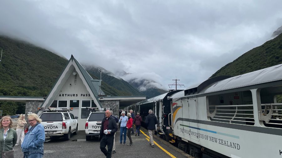 The train at Arthurs Pass station